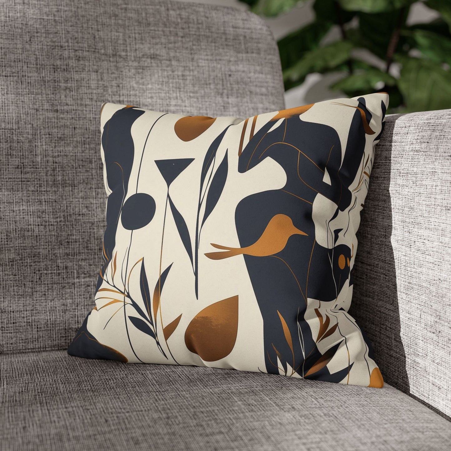 modern abstract "raven" faux suede throw pillow cover