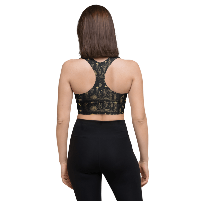 fish+coral blk gold athletic capri + top combo set for women