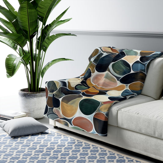 Pebbles - Modern Abstract Sherpa Fleece Blanket