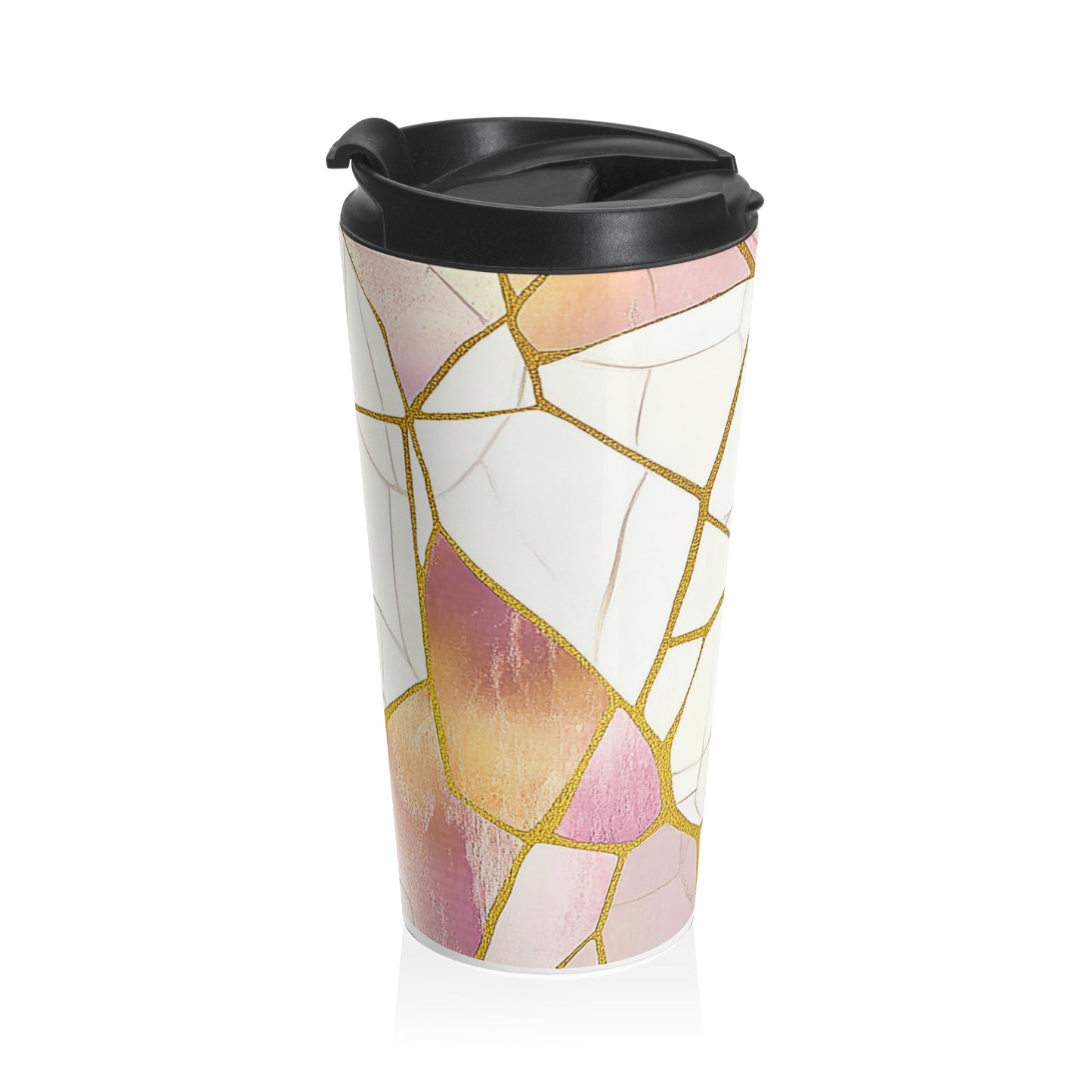 Peony Abstract Stainless Steel Travel Cup with Lid