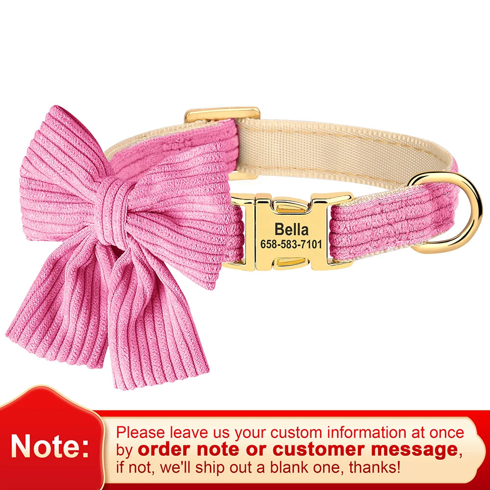 Personalized Dog / Pet Collar with Bow and Free Engraving