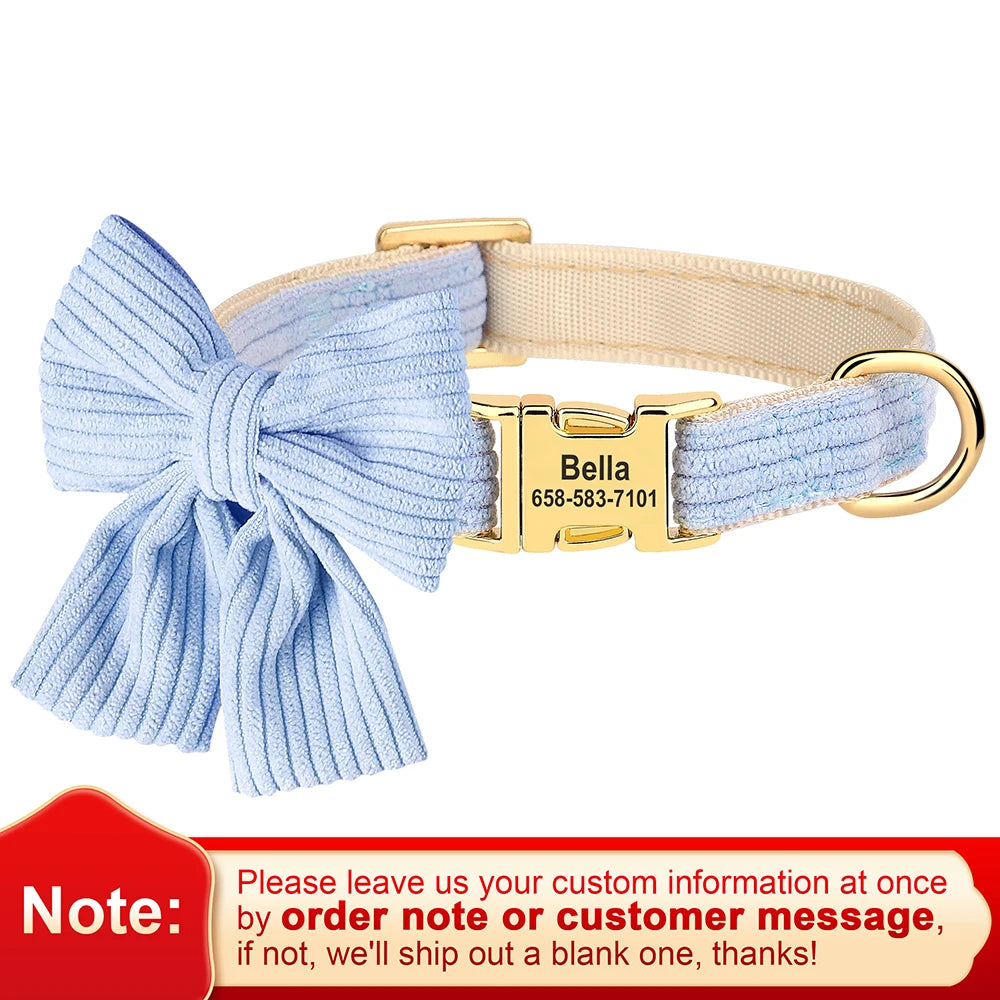 Personalized Dog / Pet Collar with Bow and Free Engraving