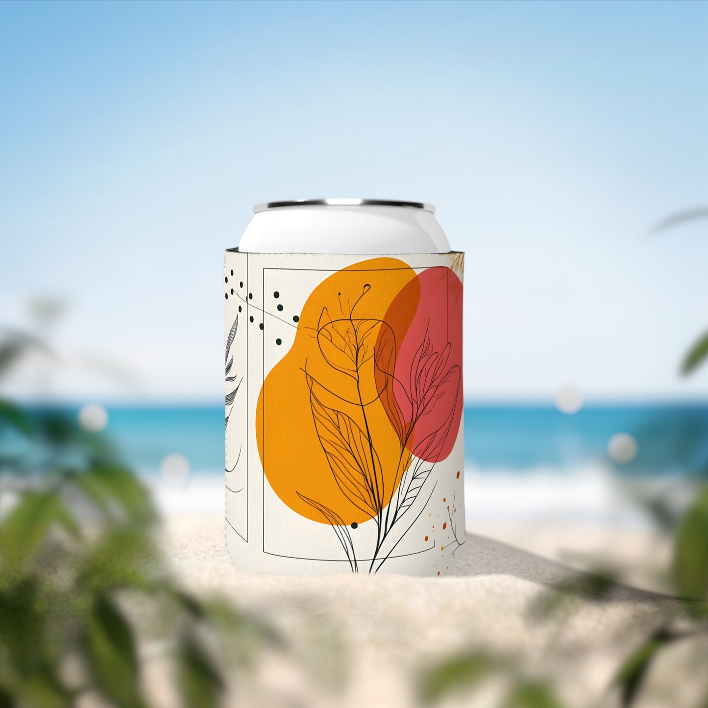 Stylish Floral Can Cooler Sleeve Set of 4