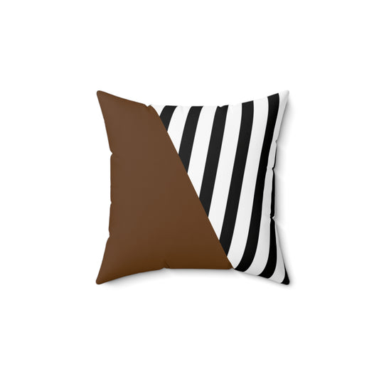 Striped black/white color block faux Suede throw Pillow