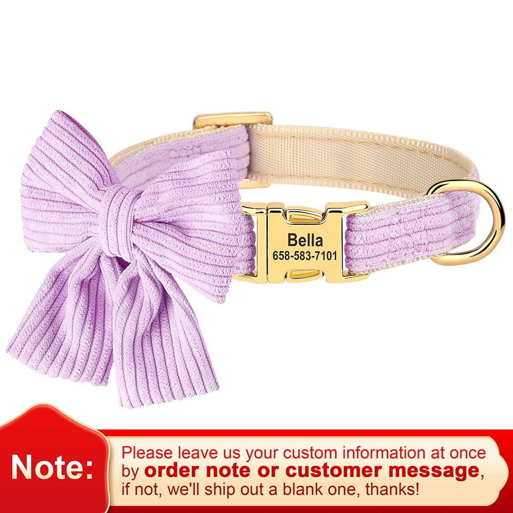 Personalized Dog / Pet Collar with Bow and Free Engraving